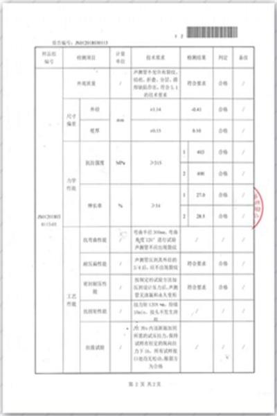 金华出厂检测报告